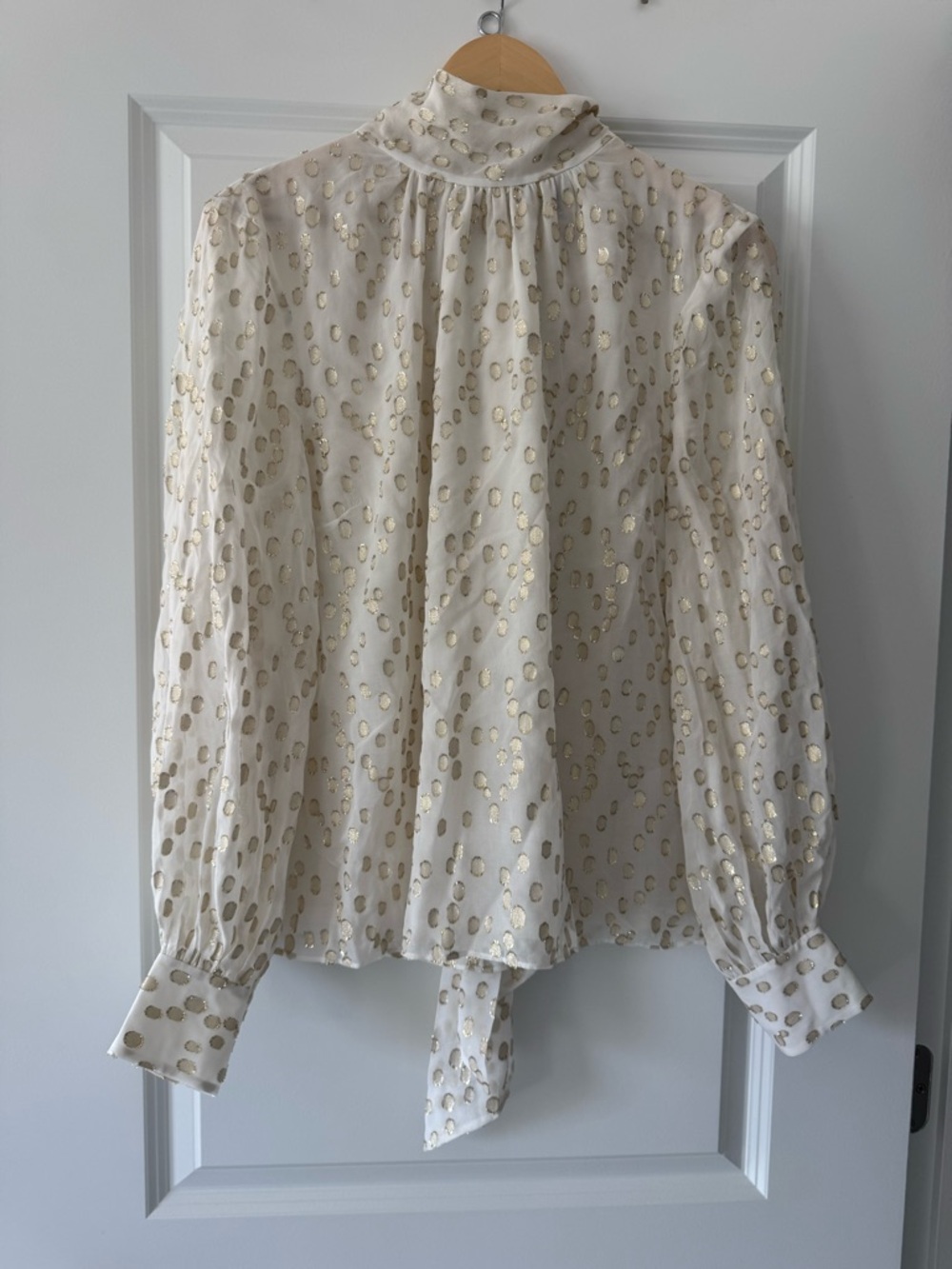 Brooks Brothers Cream Blouse with Gold Dot Pattern